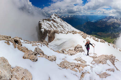 Athletic Woman hiking in South Tyrol