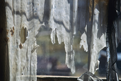Windown Curtain old and torn at Bodie State Park