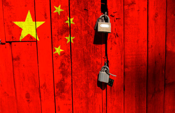 Flag of China is in texture. Template. Coronavirus pandemic. Countries are closed. Locks. Flag of China is in texture. Template. Coronavirus pandemic. Countries are closed. Locks. jiangsu province photos stock pictures, royalty-free photos & images