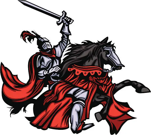 Vector illustration of Knight Mascot on Horse