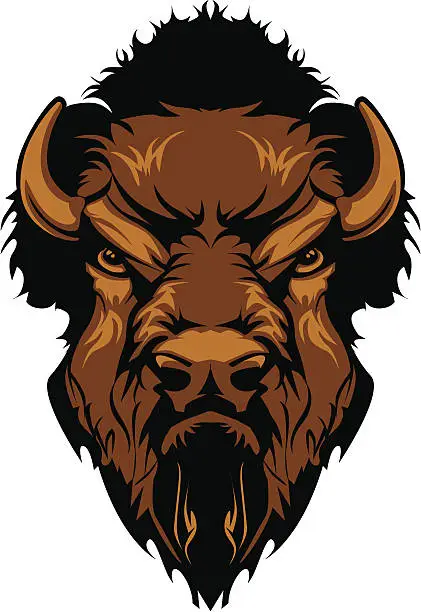 Vector illustration of Buffalo Bison Mascot Head Graphic