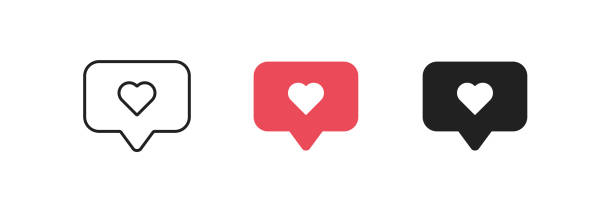 vektör düz bildirim basit sembol simgesi seti kavramı gibi - instagram stock illustrations