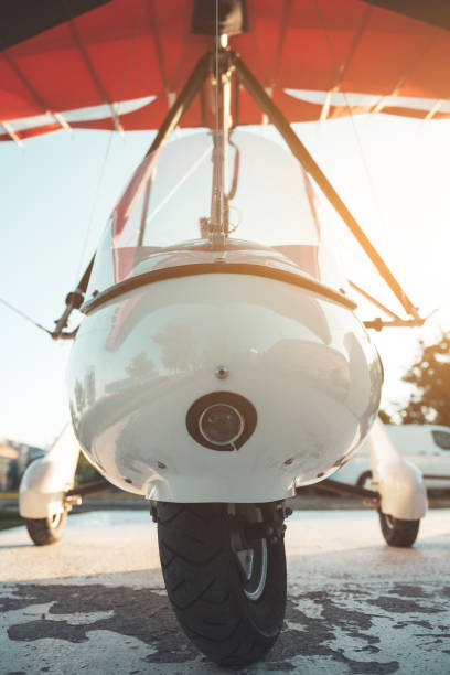 istock Small glider plane parked close up frontal view 1255635822