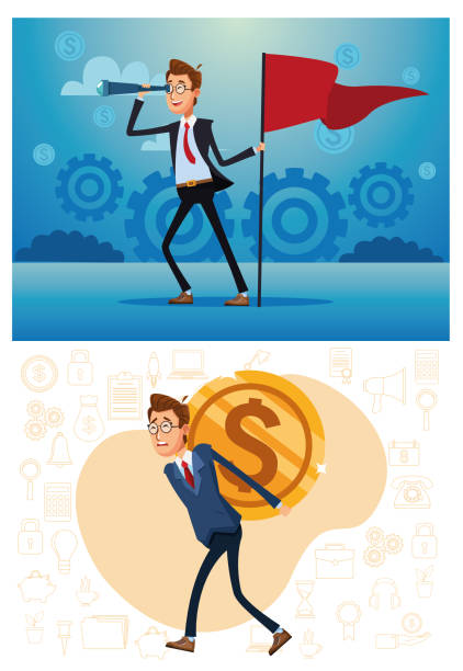 istock elegant businessmen with financial icons 1255638265