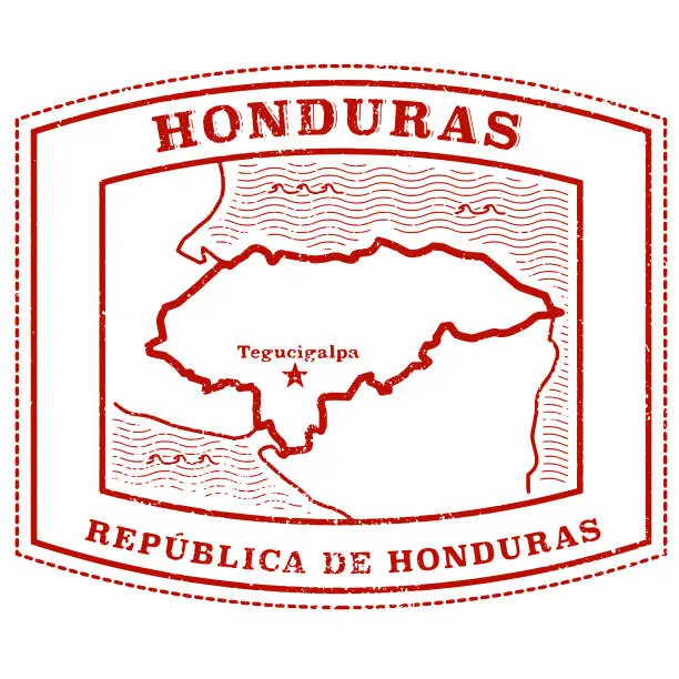 Vector illustration of Vintage Honduras travel stamp