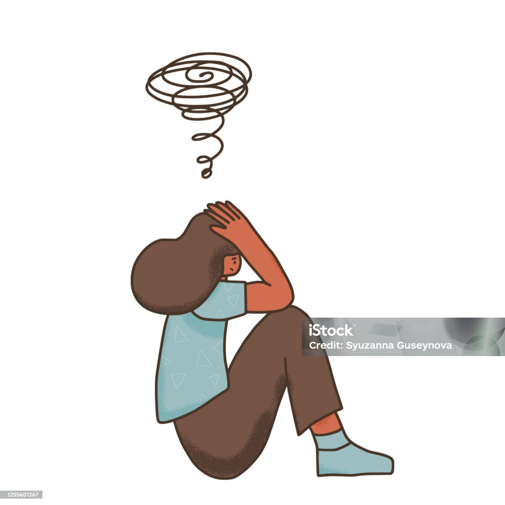 Cô Gái Trầm Cảm Người Vẽ Tay Vector Hình minh họa Sẵn có - Tải ...