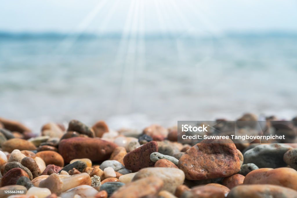 Blurry Background Rocks Selective Focus On Rocks Texture With Blur Beach In Background For ...