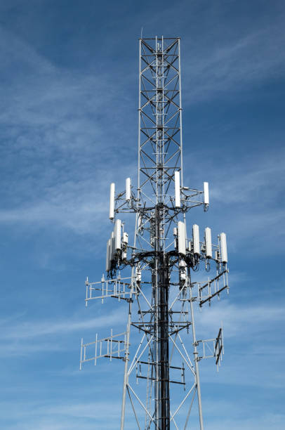 istock Free standing cellular communications transmission tower 1255671196