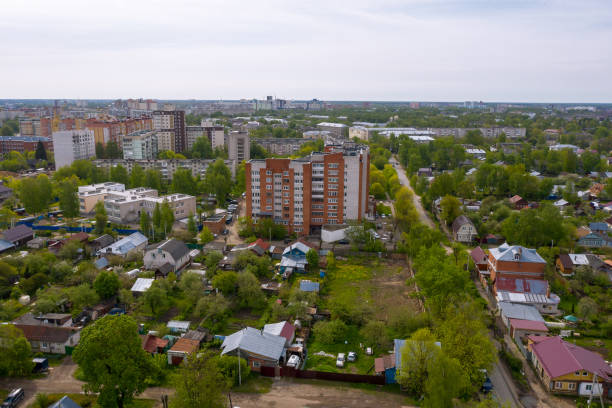 istock Ivanovo city from a bird's flight on a summer day. 1255681580