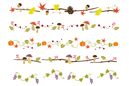 Autumn plant vector illustration decoration material set.color.