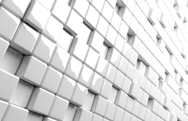 istock Abstract geometric shape of white cubes 3d render 1255684424