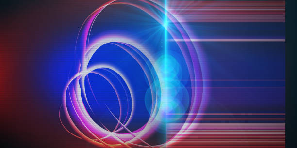 istock Abstract neon colorful background. Banner with helix lines on dark gradient and blurred lines.  Futuristic design for technological and science concept. 1255685422