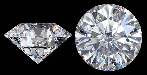 Photo of Beautiful diamond on a dark background. Isolated with clipping path.