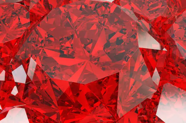 Realistic red ruby texture close-up. 3d illustration