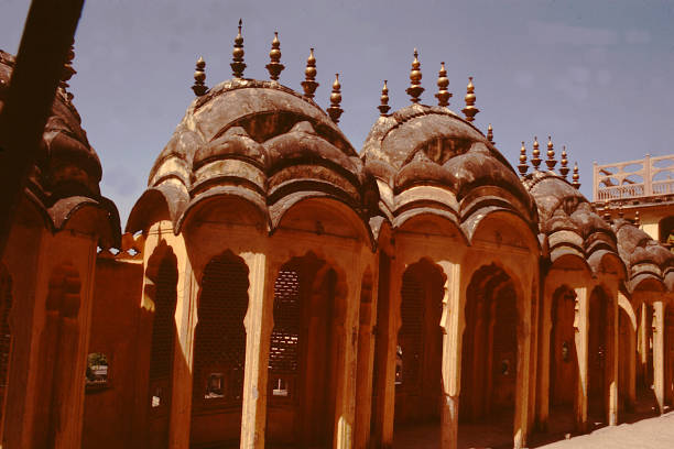 Back side view of balconies of famous Hawa Mahal in Jaipur, Rajasthan, India, Asia
