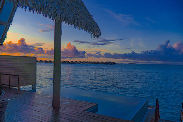 istock Sunset of maldives beach 1255687761