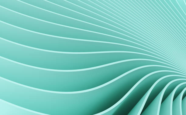 Mint turquoise background with abstract spiral geometry. 3d illustration
