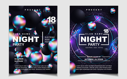 Colorful electro style vector for concert disco, club party, event invitation, cover festival