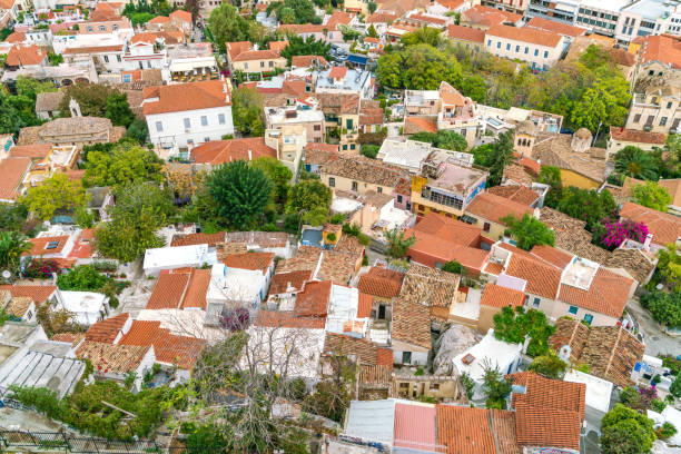 istock Panoramic view of anafiotika neighborhood 1255690424