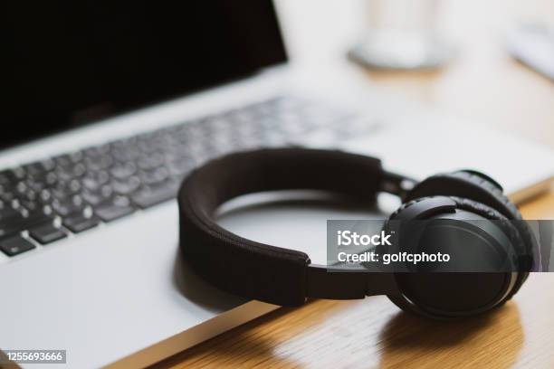 Work From Home Concept Stock Photo - Download Image Now - Wireless Headphones, Computer Keyboard, Computer Monitor