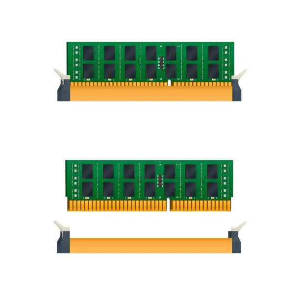 Vector illustration of RAM memory. Computer memory