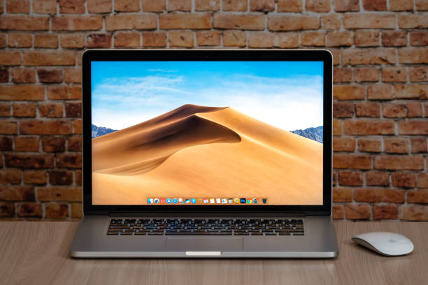 Apple Macbook pro 15 Retina on table stock photo
