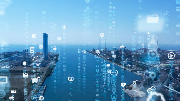 istock Industrial technology concept. Communication network. INDUSTRY 4.0. Factory automation. 1255705114