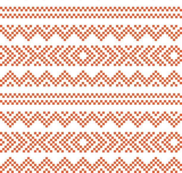 Orange Christmas Fair Isle Seamless Pattern Background Orange Christmas fair isle pattern background for fashion textiles, knitwear and graphics knitted pumpkin stock illustrations