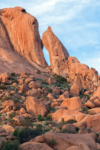 ago di granito e formazione rocciosa simile alla faccia del babbuino a spitzkoppe - erongo foto e immagini stock