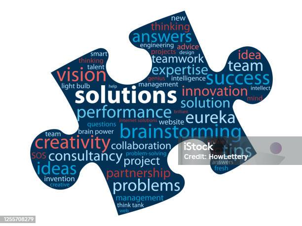 Solution Word Inmage Solutions Word Cloud In Jigsaw Piece Symbol Stock Illustration ...