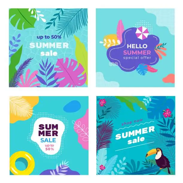 Vector illustration of Summer Sale Social Media Banner post Templates set