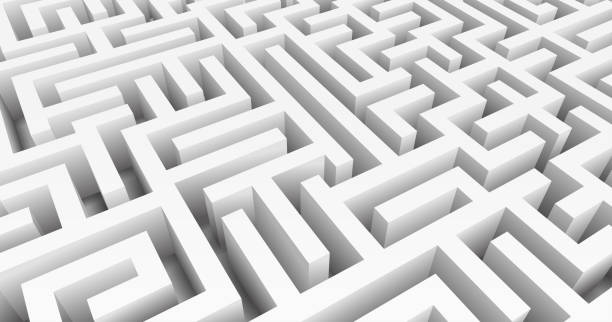 istock Labyrinth 3D Vector. Maze game. Classic box labyrinth in white color and high walls. Gray maze for Your business project. Vector Illustration 1255709860