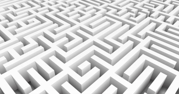 istock Labyrinth 3D Vector. Maze game. Classic box labyrinth in white color and high walls. Gray maze for Your business project. Vector Illustration 1255710531