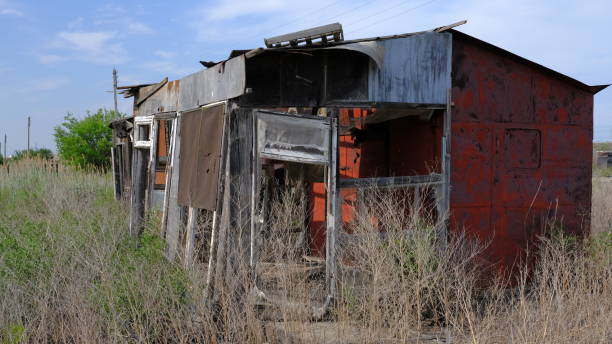 istock Abandoned houses on personal plots 1255710762