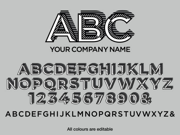 chiseled падение тени текст стиль шрифта для логотипа вашей компании. иллюстрация векторного запаса. цвета легко редактируются. - chiseled stock illustrations