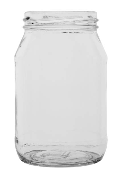 istock Empty glass jar without cover isolated on white background. 1255717374