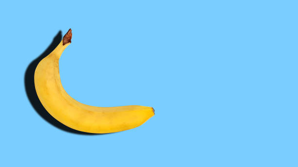 istock Banana on a blue background with copy space. Top view 1255718188