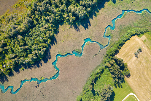 River leading through Reed, Faaker See, Austria