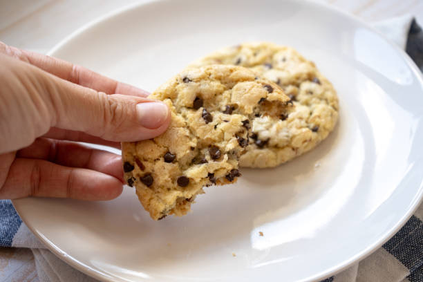 istock fresh baked classic chocolate chip cookies with nuts on a plate 1255718608