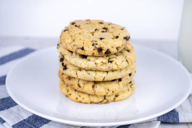 istock fresh baked classic chocolate chip cookies with nuts on a plate 1255718615