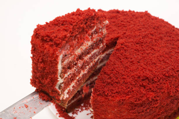 istock bright red cake called red velvet 1255725412