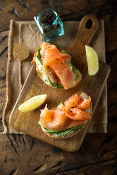 istock Smoked salmon on toast 1255731011