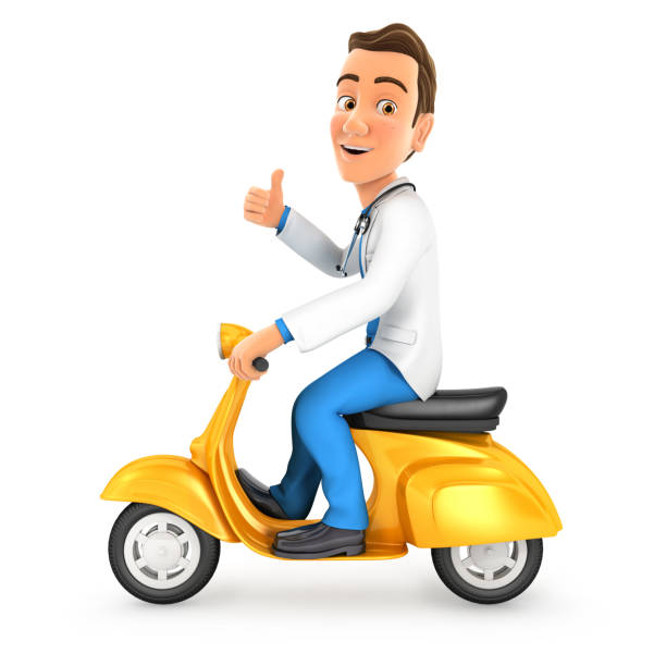 3d Doctor Riding Scooter With Thumb Up Stock Photo - Download Image Now -  Digitally Generated Image, Motor Scooter, Doctor - iStock