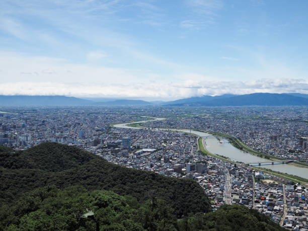 Cityscape of Gifu city Cityscape of Gifu city on the Mount Kinka gifu prefecture stock pictures, royalty-free photos & images