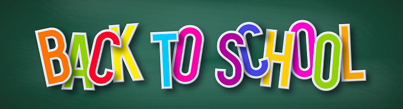 Back to school typography design. 3d text on chalkboard background. Vector illustration.