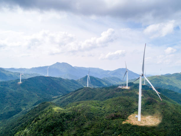 istock Wind Turbine sin sunset, china. 1255744129