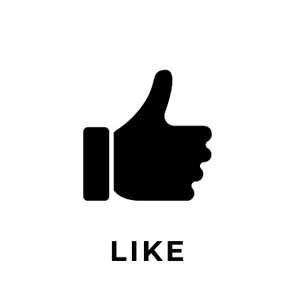 Like button icon for social media. Thumbs Up icon button Vector illustration design template. Like icon or button for video channel, blog, social media and background banner