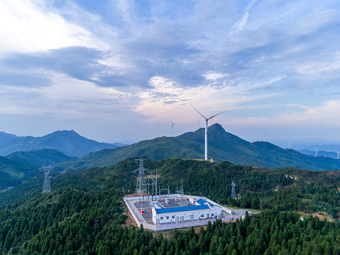 Wind Turbine sin sunset, china.