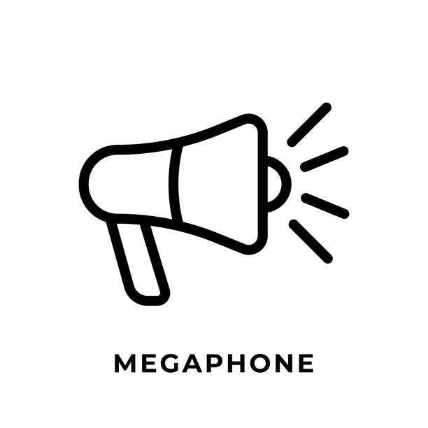 megaphone-taste icon-vektor für soziale medien. megaphon-symbol vektor-illustration-design-vorlage. megaphone-symbol oder -taste für videokanal, blog, social-media-konzept und hintergrundbanner - warning sign audio stock-grafiken, -clipart, -cartoons und -symbole