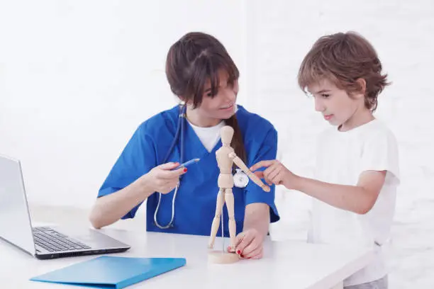 Photo of Doctor explain anatomy to child